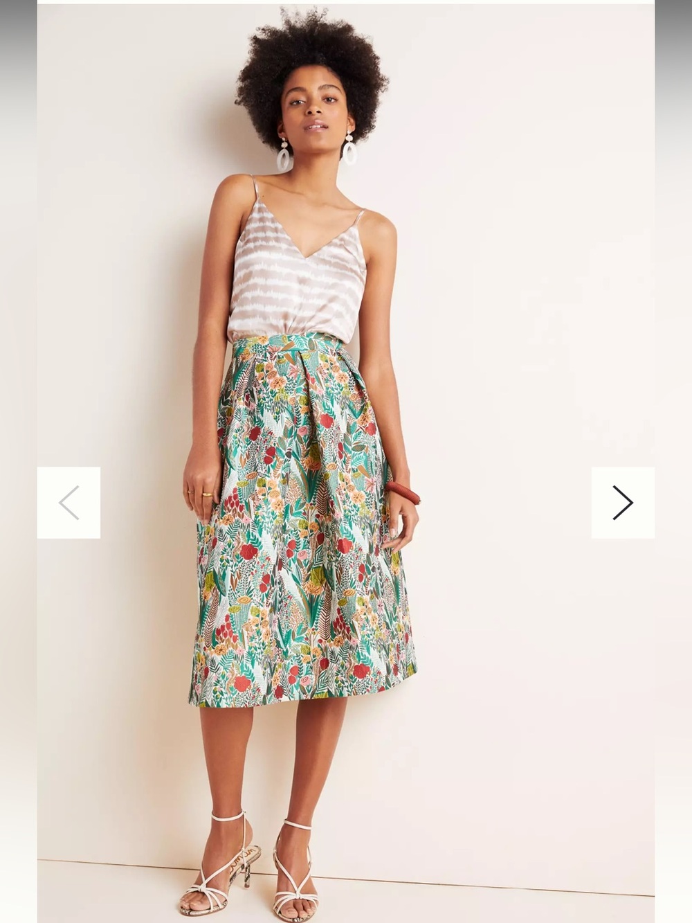Chicwish Anthropologie Lucia Jacquard Floral Print A-Line Midi Skirt - Medium